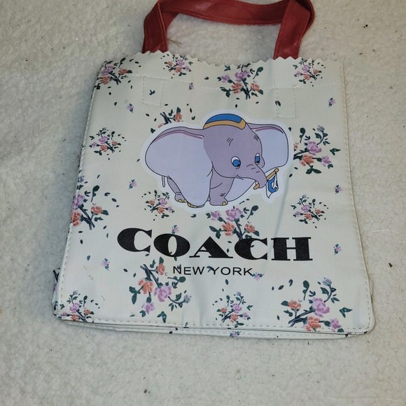 Coach x Disney Dumbo Tote Bag Floral Canvas Red Handles Limited‎ Edition - Picture 2 of 10